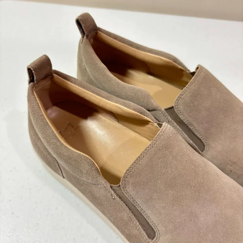 Marc Fisher Platform Slip On Suede Tan Womens Size 9.5 Leather Sneaker Comfort